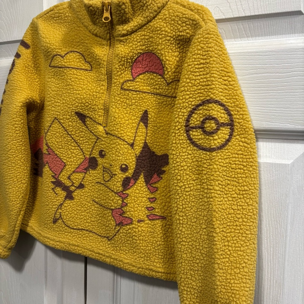 Pokemon Yellow Pikachu Sherpa Sweatshirt Pullover for Kids - Picture 2 of 7